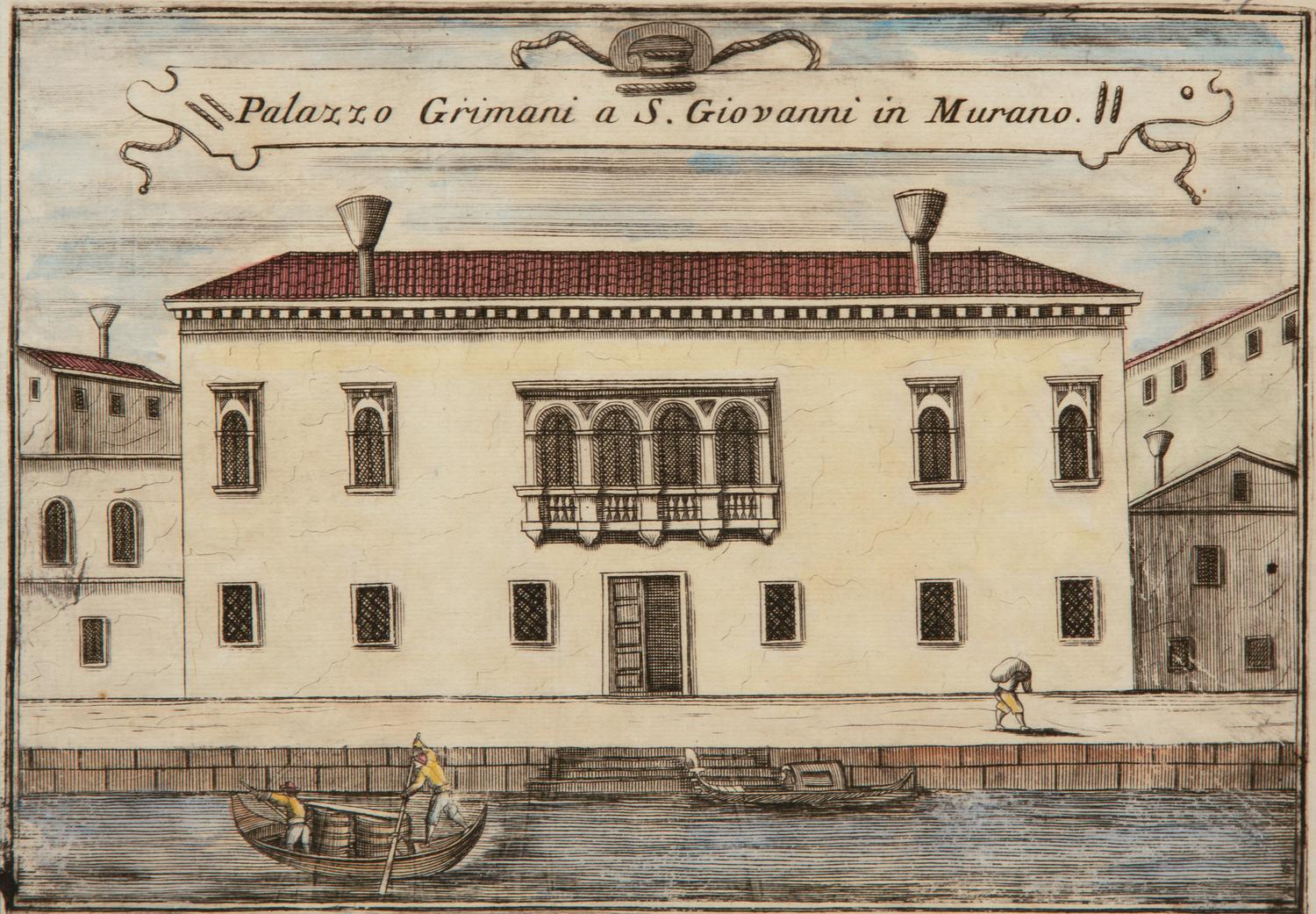 A Set of Nine Italian Hand-Colored Engravings Depicting Venetian Palaces