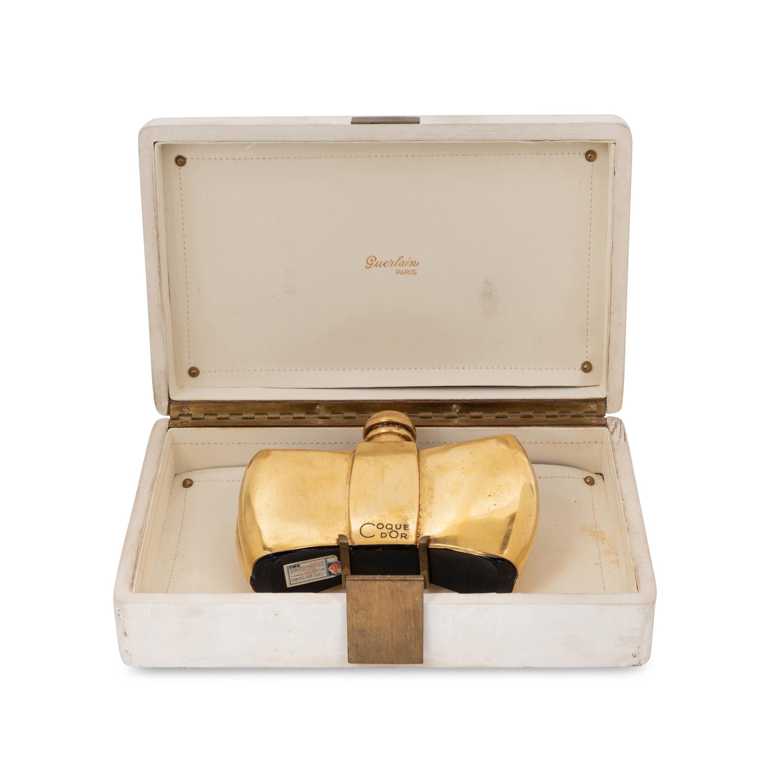 Perfume Box by Jean-Michel Frank and Guerlain Coque d'Or Bottle by Baccarat, 1937