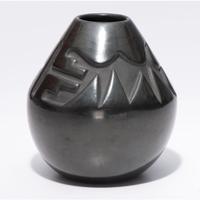 Deeply Carved Blackware Vase