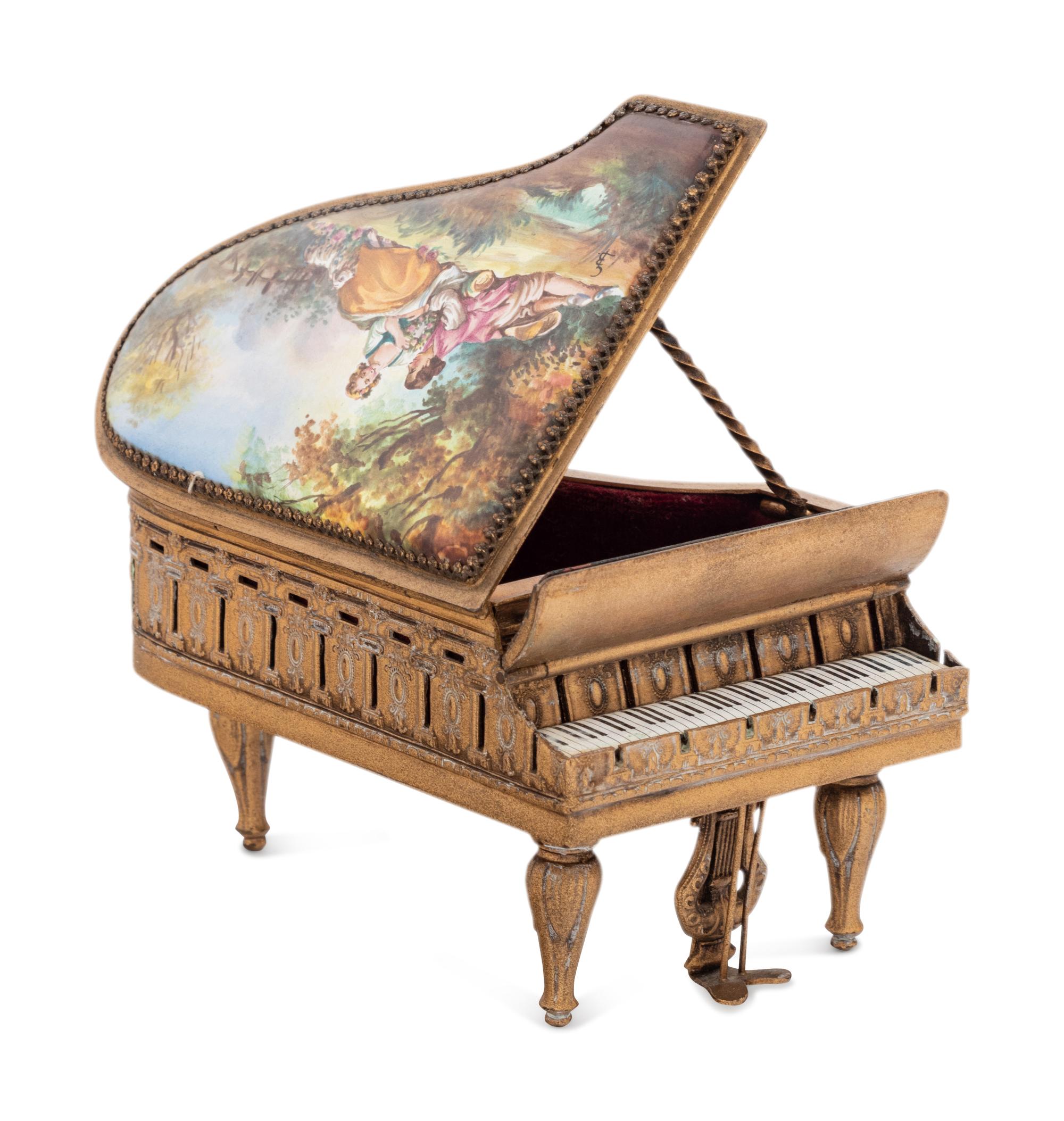 A Viennese Enameled Miniature Piano