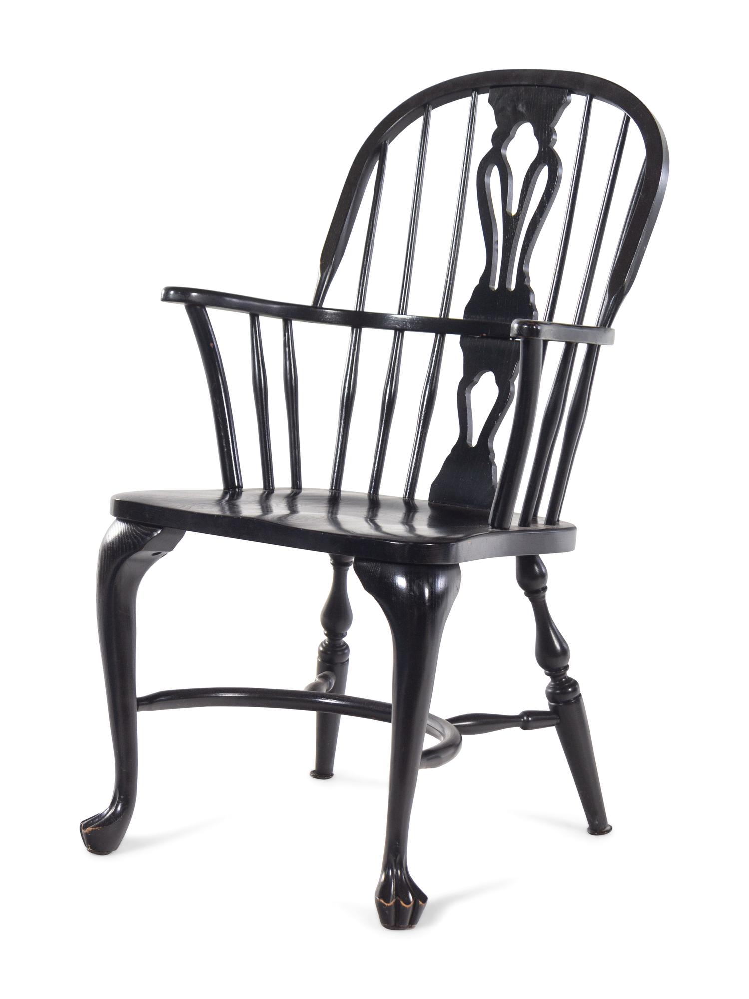 Two Pairs of Ebonized Windsor Chairs