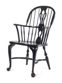 Two Pairs of Ebonized Windsor Chairs