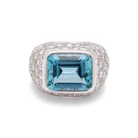 HAMMERMAN BROTHERS, AQUAMARINE AND DIAMOND RING
