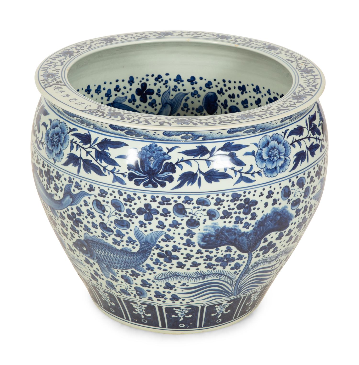 A Chinese Blue and White Porcelain Jardiniere