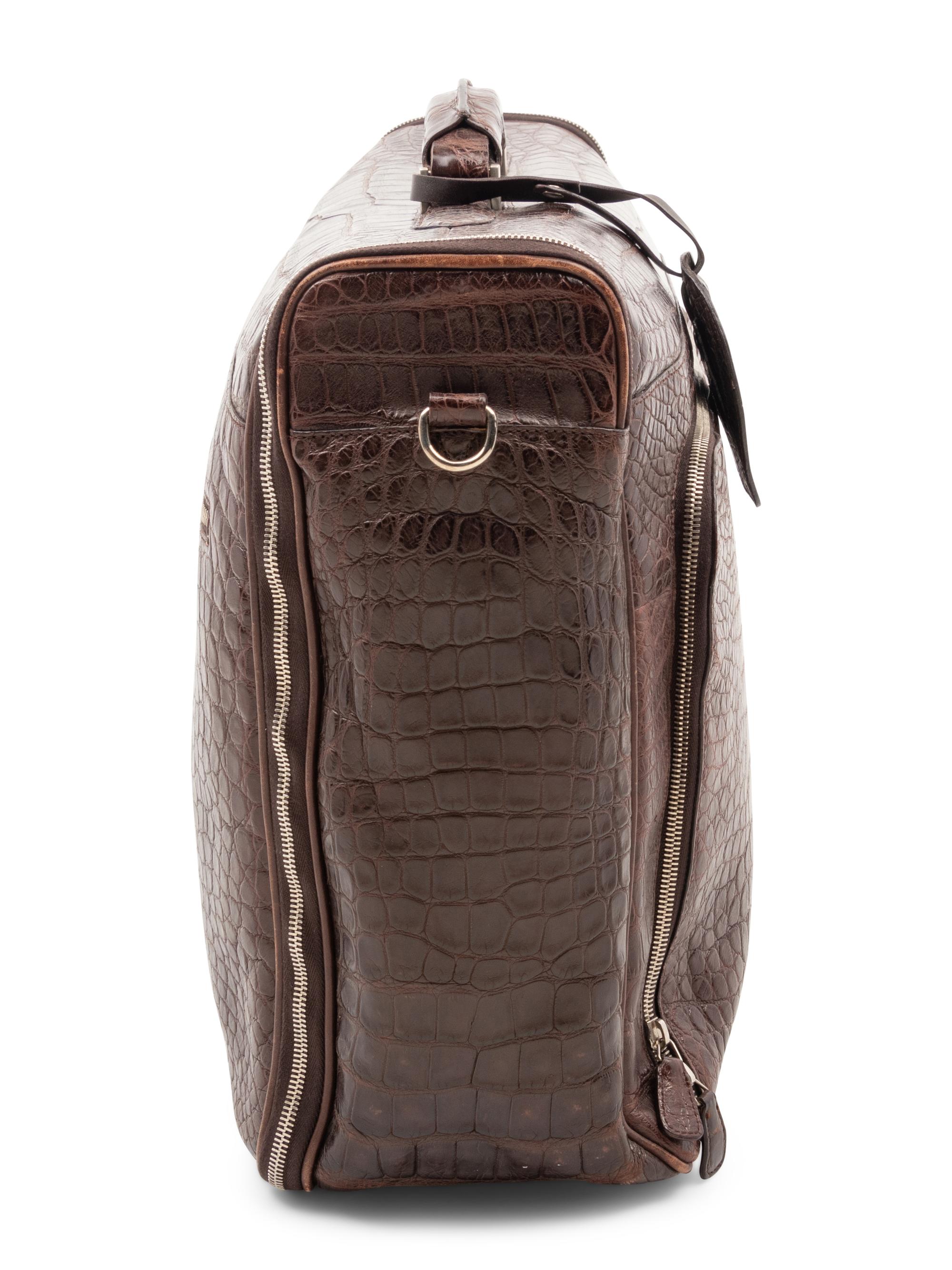Brioni Brown Alligator Garment Bag,