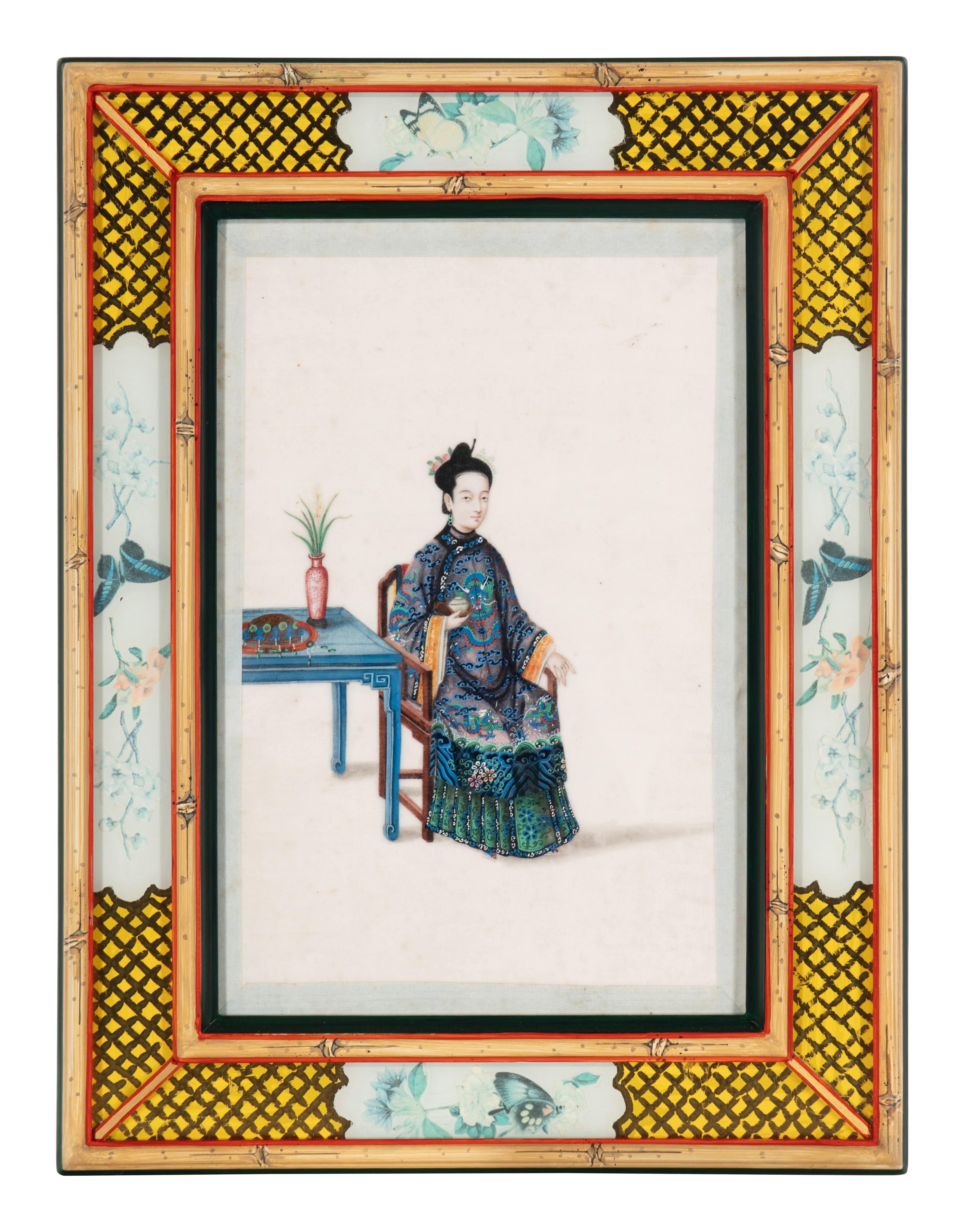 A Set of 12 Chinese Export Pith Paintings, Late 19th/Early 20th Century 清晚期 通草畫人物圖鏡框12幅