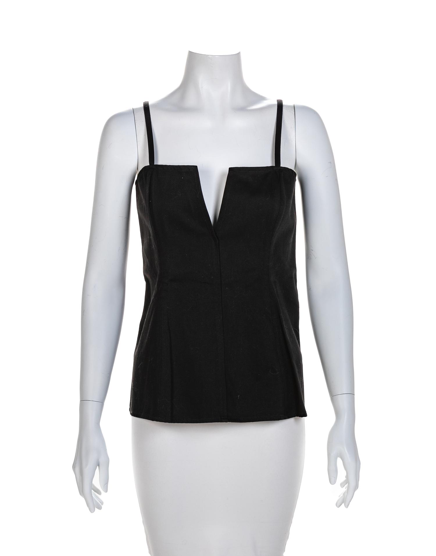 Saint Laurent Rive Gauche Black Top, 1970s Size label: 40