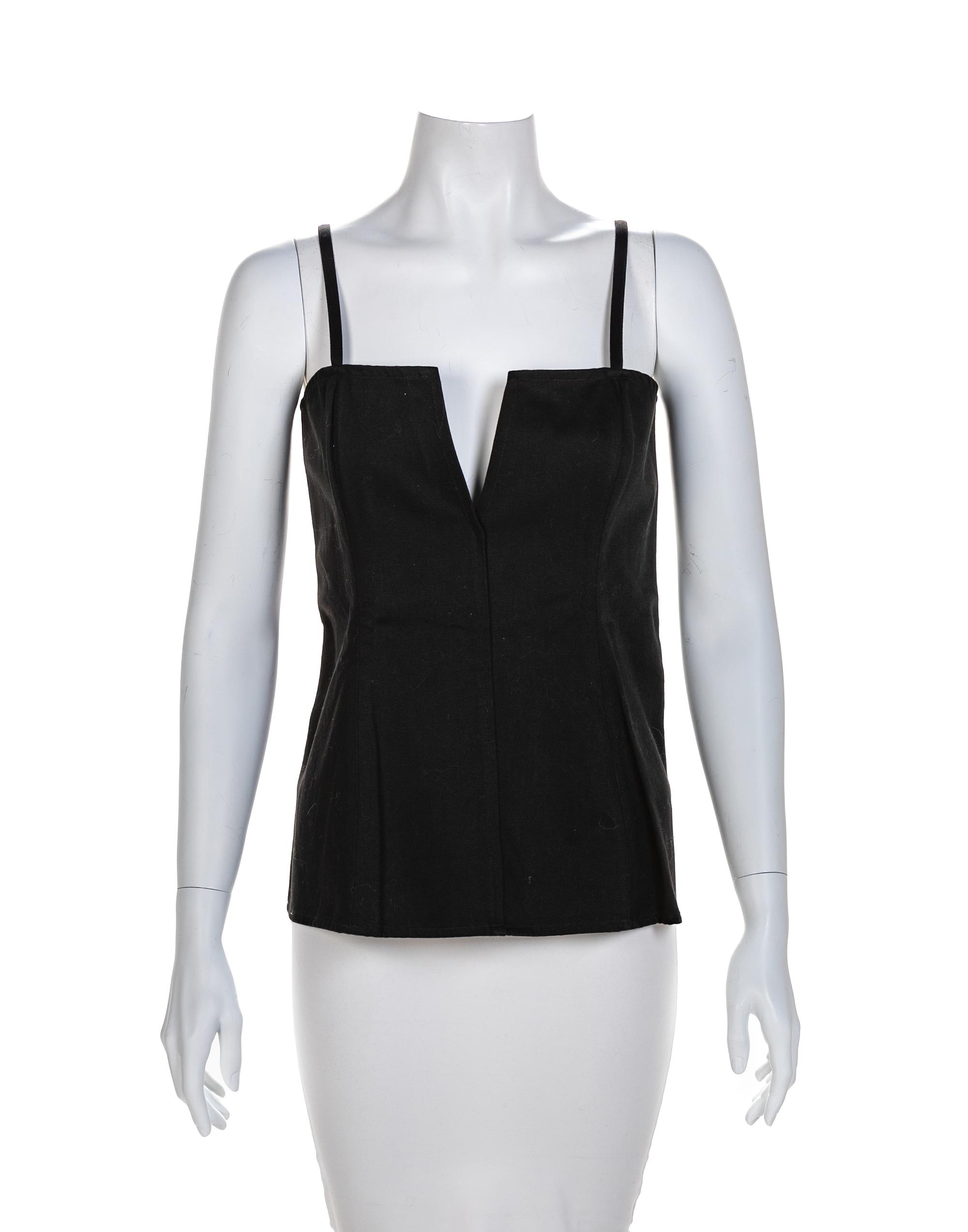 Saint Laurent Rive Gauche Black Top, 1970s Size label: 40