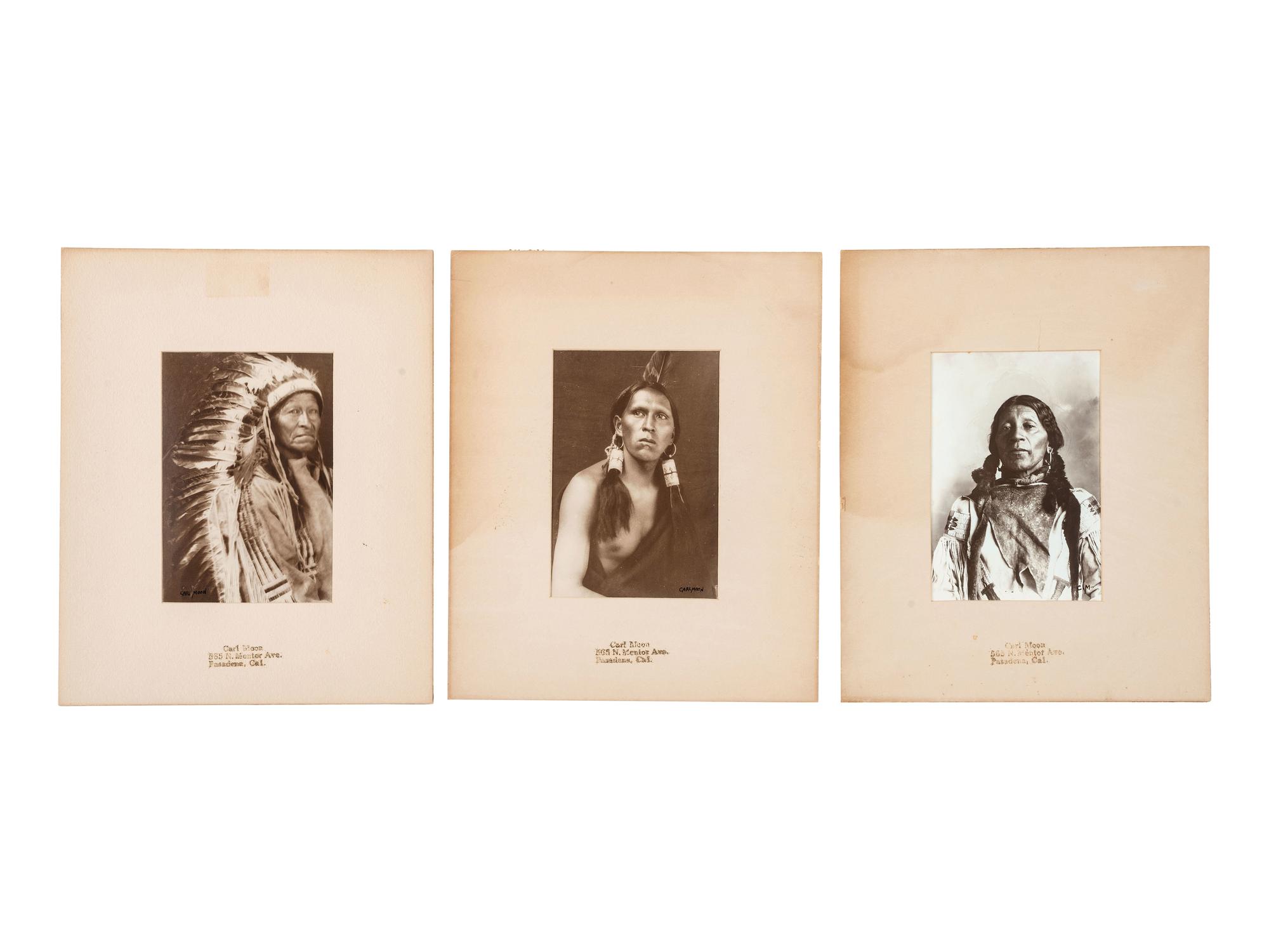 [NATIVE AMERICANS]. MOON, Carl (1879-1948). A group of 5 photographs of Native American subjects.
