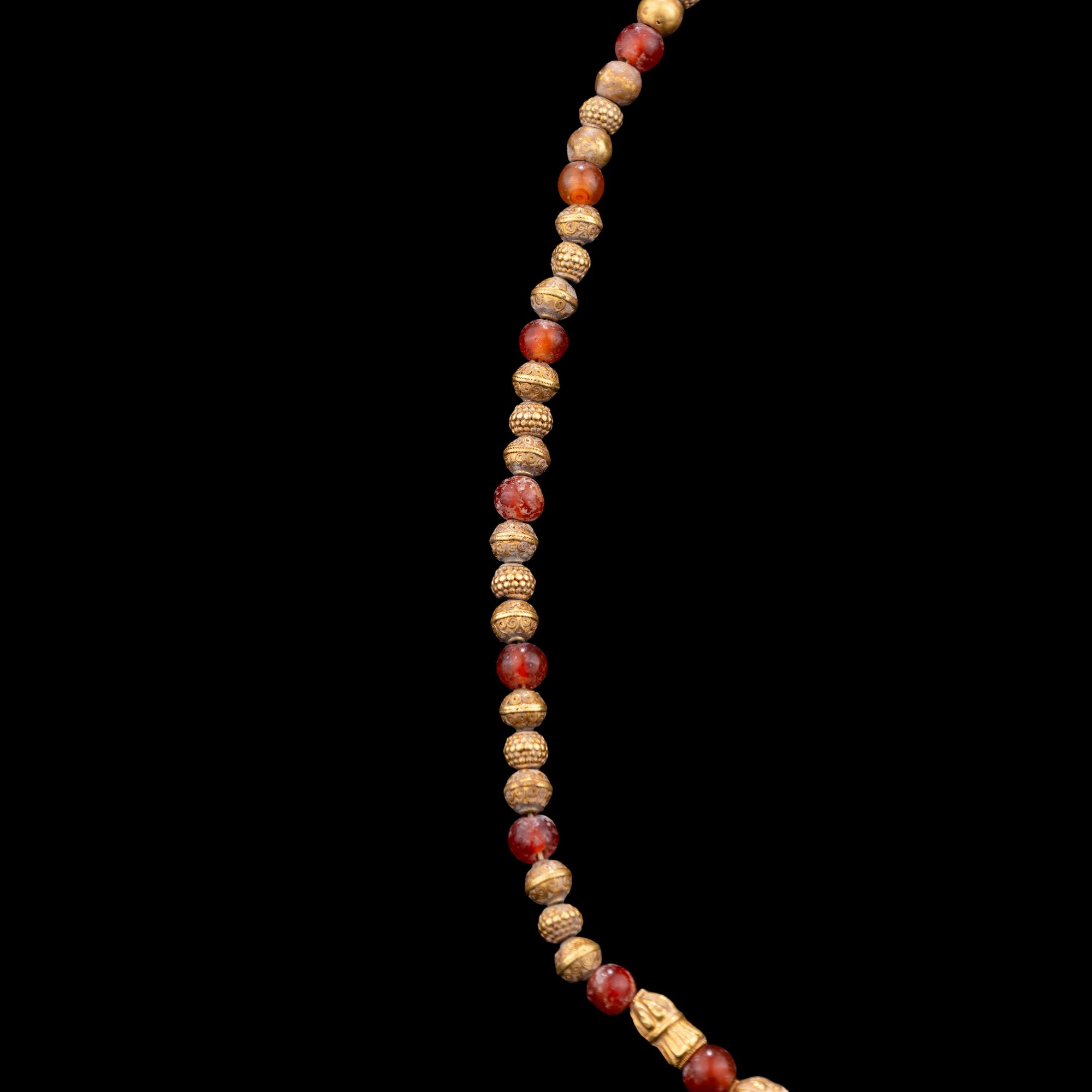 A Bactrian Carnelian and Gold Beaded Necklet