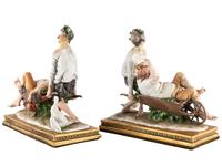 A Pair of Giuseppe Cappe for Capodimonte Figural Groups
