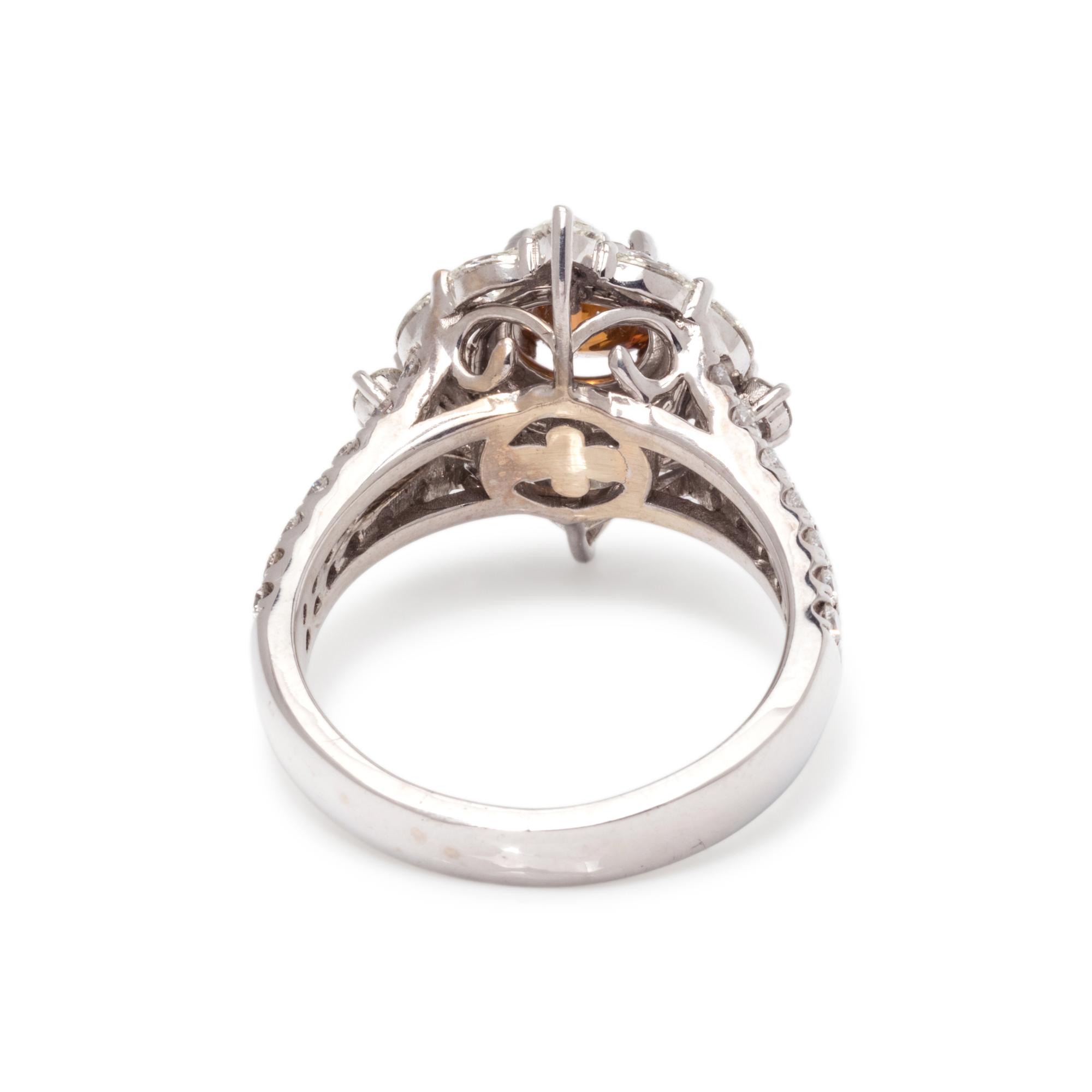 NATURAL FANCY DEEP BROWN-ORANGE DIAMOND AND DIAMOND RING