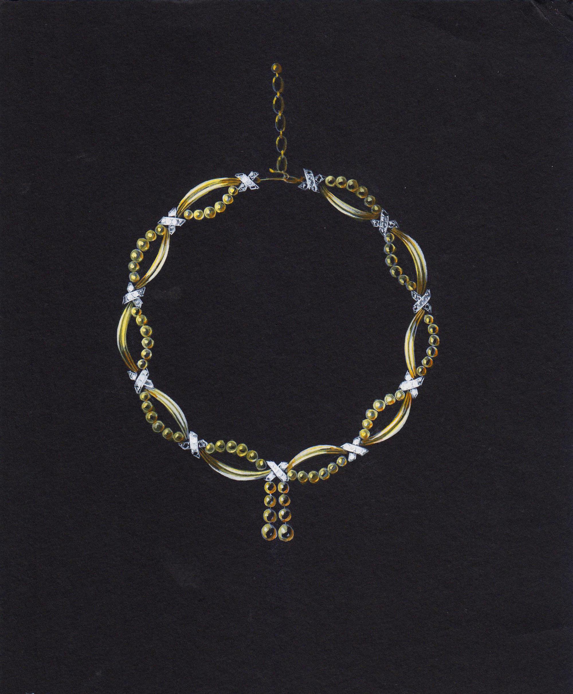 A Collection of Original Gouache on Paper Jewelry Designs by Anne Howe Geyer for Trabert & Hoeffer-Mauboussin and Others, Circa 1950's,