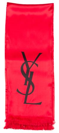 An Yves Saint Laurent Red Silk Oblong Scarf, 106".