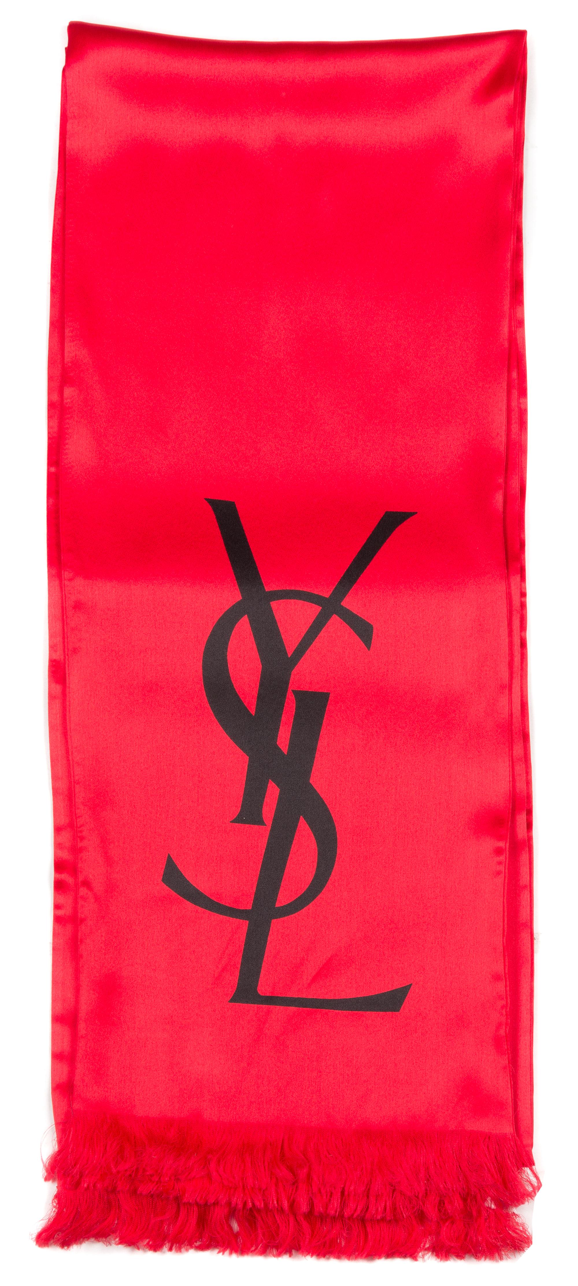 An Yves Saint Laurent Red Silk Oblong Scarf, 106".