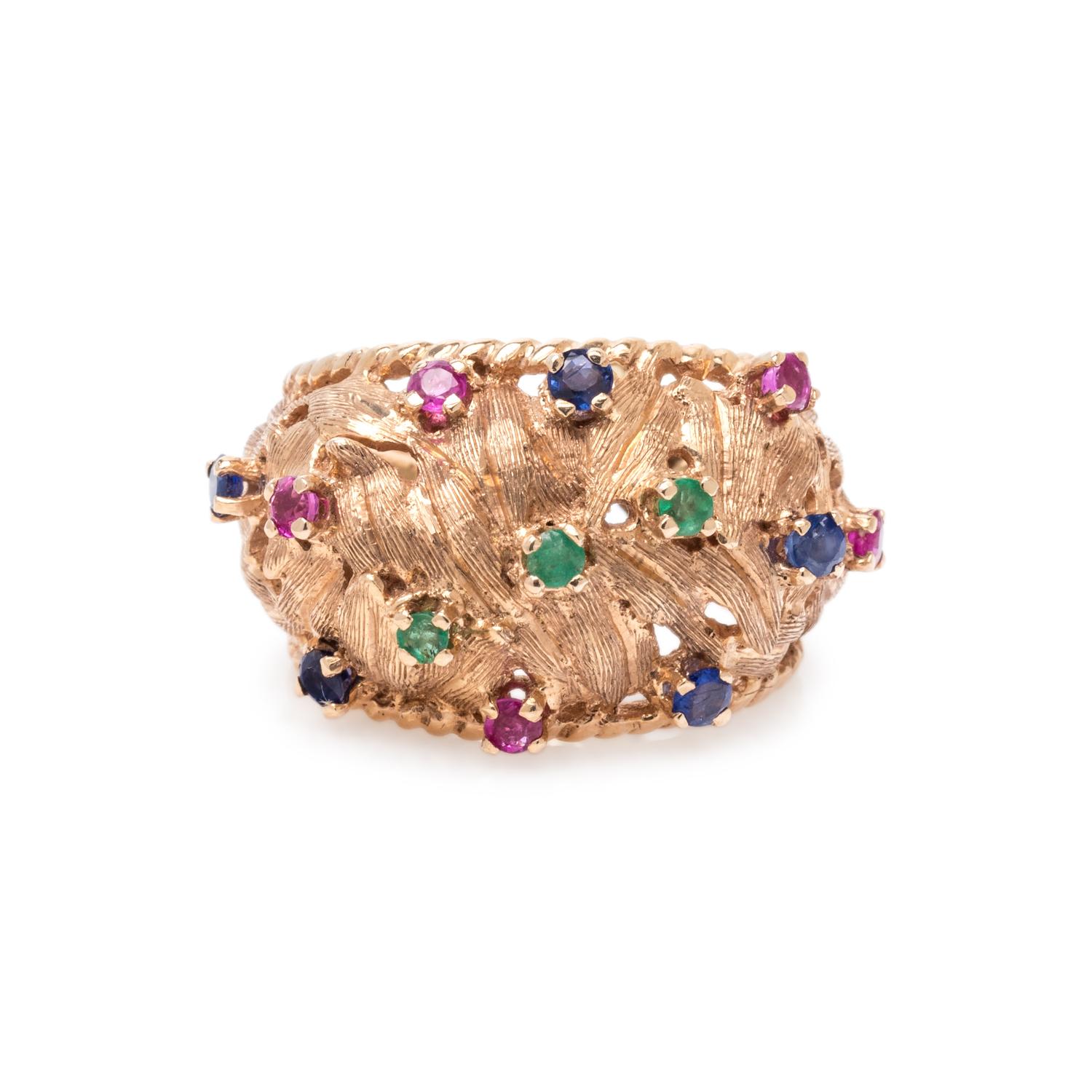 YELLOW GOLD AND MULTIGEM RING