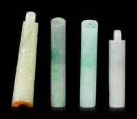 Four Jade and Jadeite Lingguan Pendants