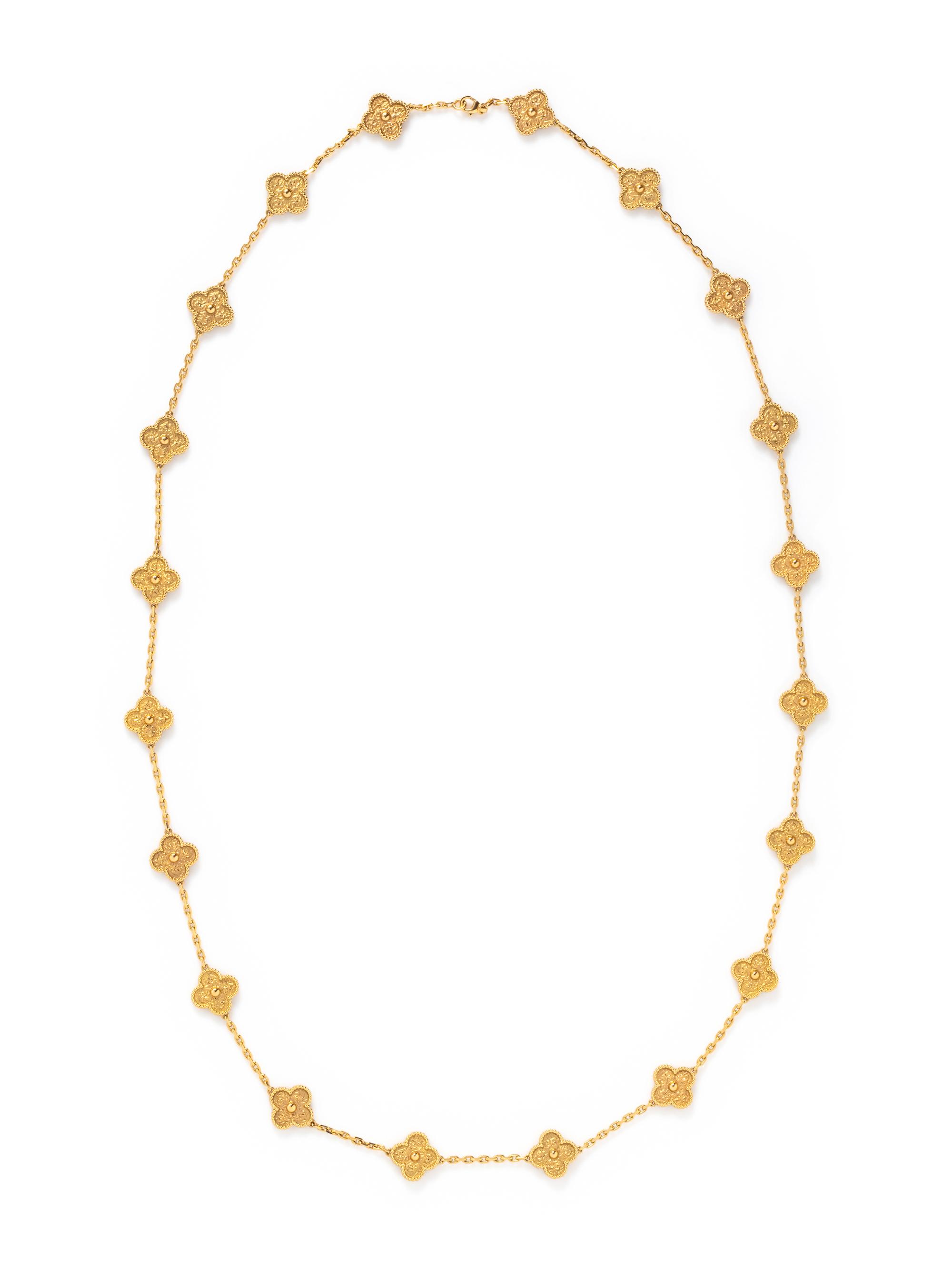 VAN CLEEF & ARPELS, YELLOW GOLD 'VINTAGE ALHAMBRA' NECKLACE