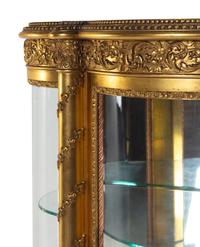A Louis XV Style Giltwood and Vernis Martin Vitrine Cabinet