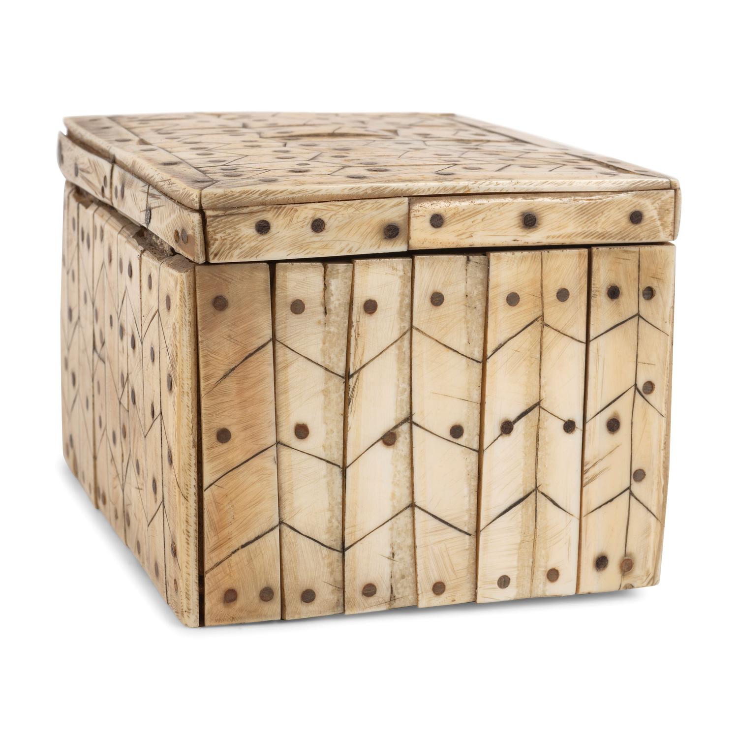 Inupiat Wood Box, with Bone Inlay