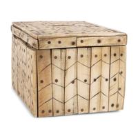 Inupiat Wood Box, with Bone Inlay