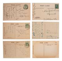 [EARLY PHOTOGRAPHY]. A group of 59 real photo postcards, featuring artfully posed images of women, famous subjects, and genre scenes celebrating romance and the holiday season.