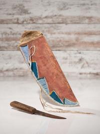 Crow Beaded Parfleche Knife Case, with Knife