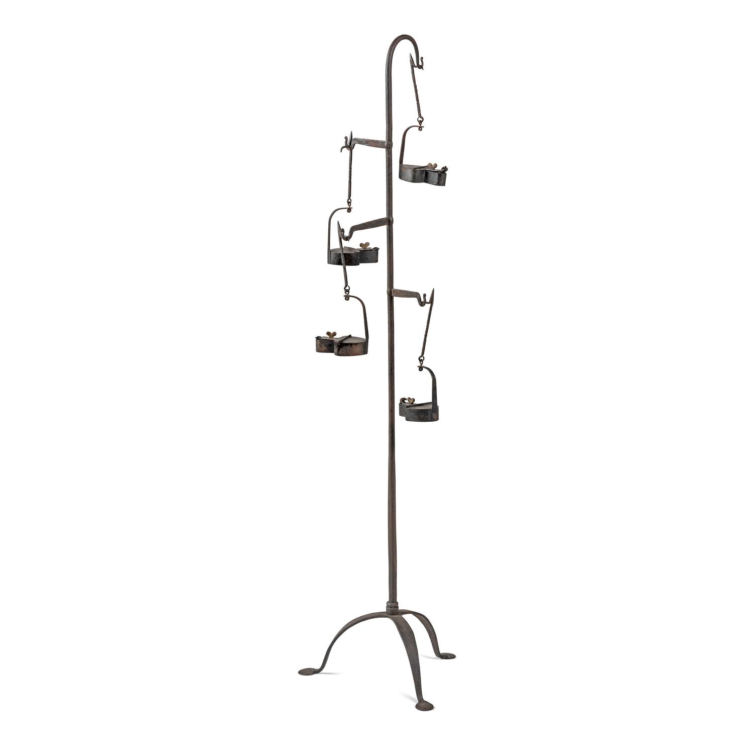 A Federal Cast-Iron Hotel Betty Lamp Stand