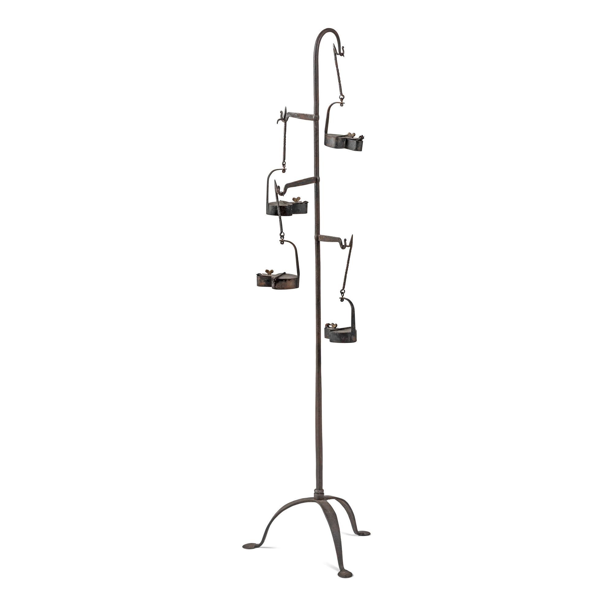 A Federal Cast-Iron Hotel Betty Lamp Stand