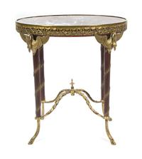 An Empire Style Gilt Bronze Mounted Mahogany Gueridon Height 28 x width 26 x depth 17 3/4 inches. — LATE 19TH CENTURY