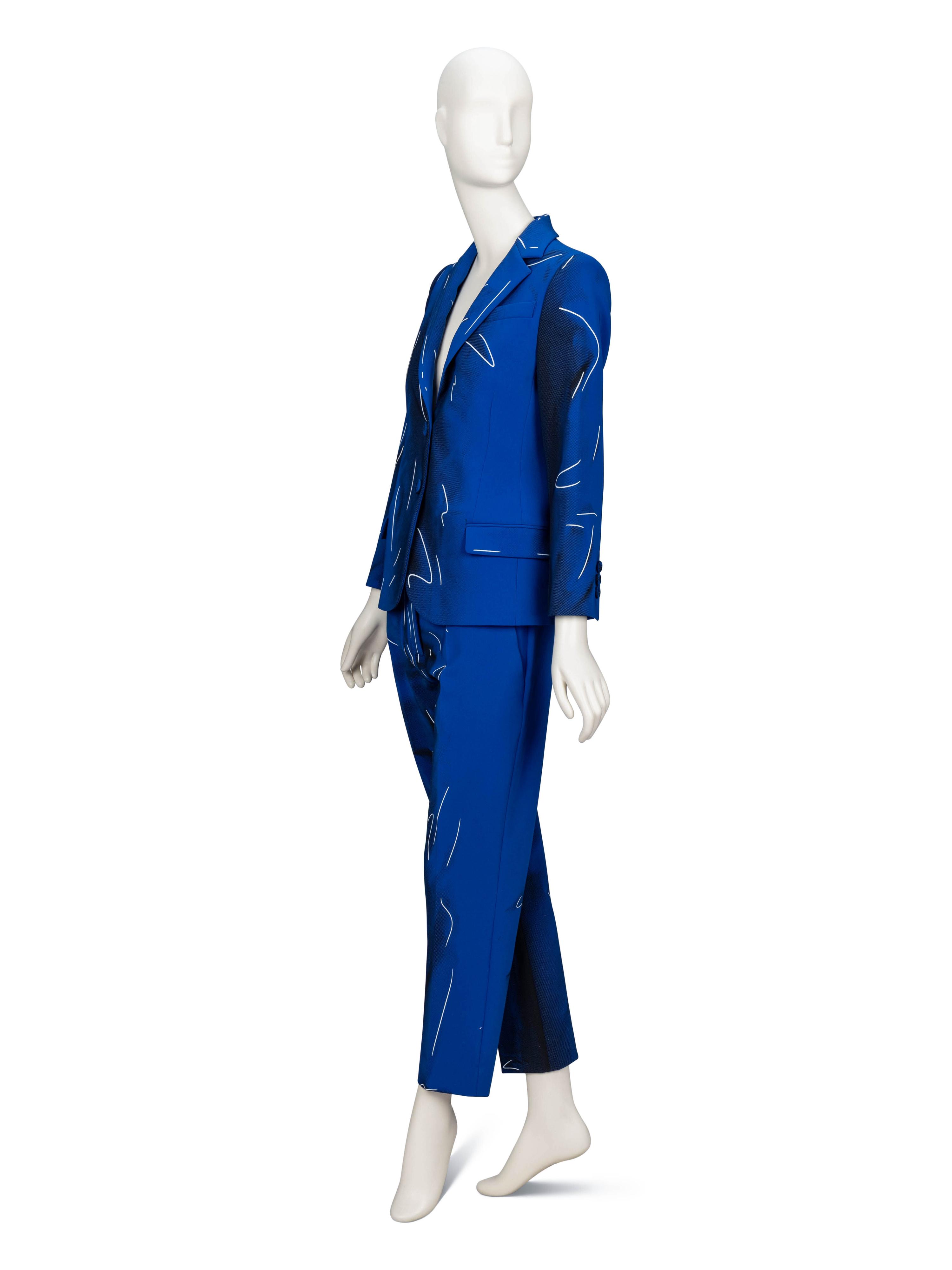 Moschino, Blue Brushstroke-Print Pantsuit