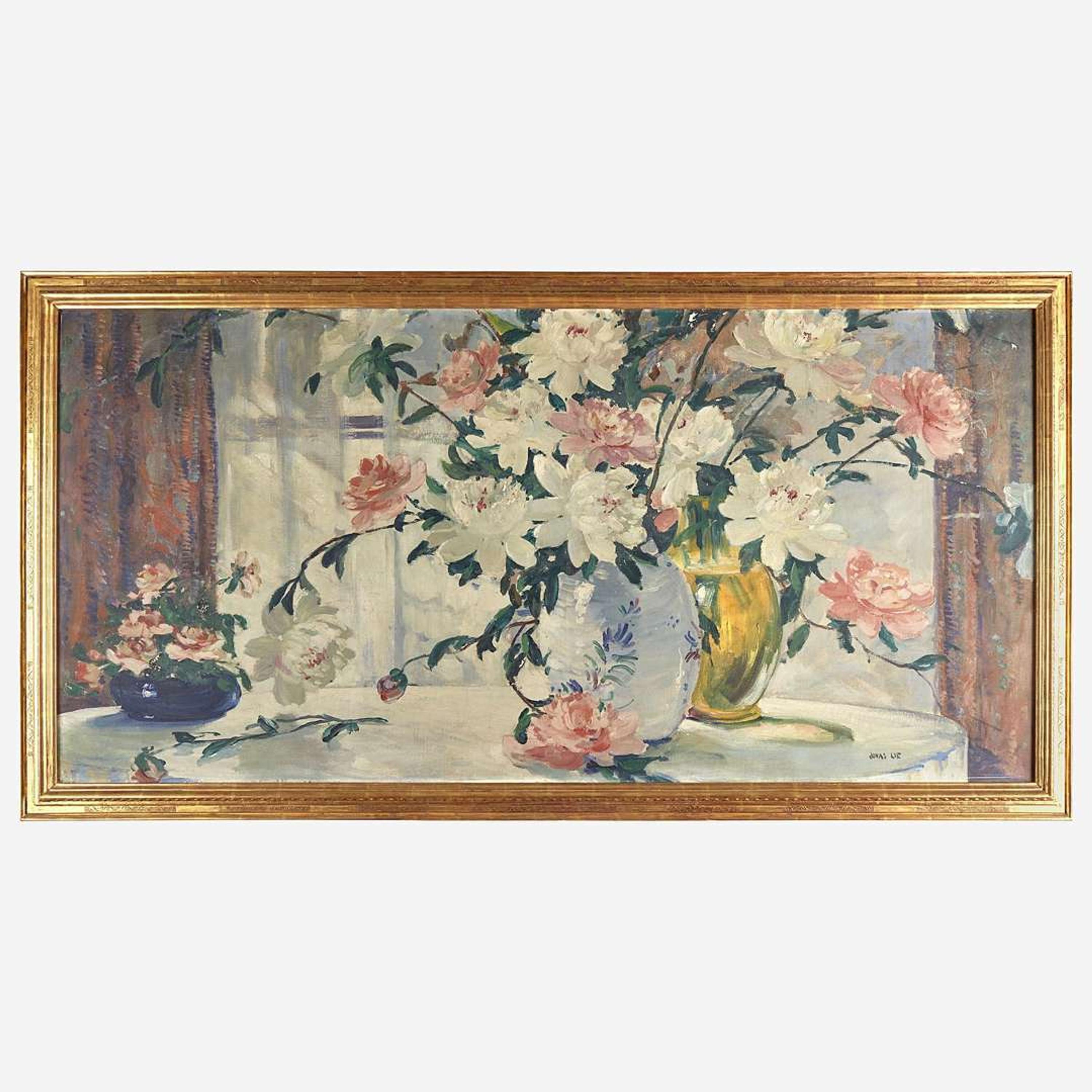 Jonas Lie (American/Norwegian, 1880–1940) Peonies in Full Bloom on the Breakfast Table