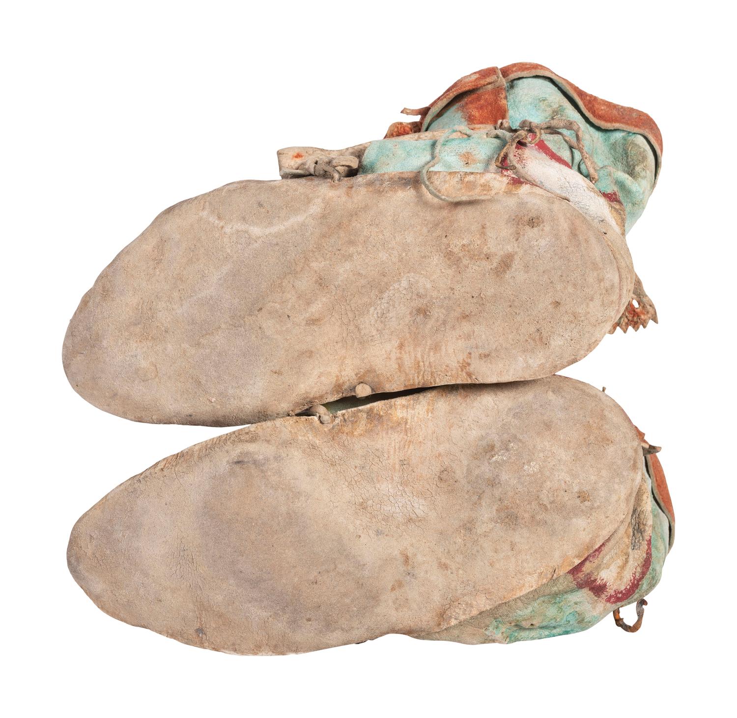 Pueblo Painted Hide Moccasins