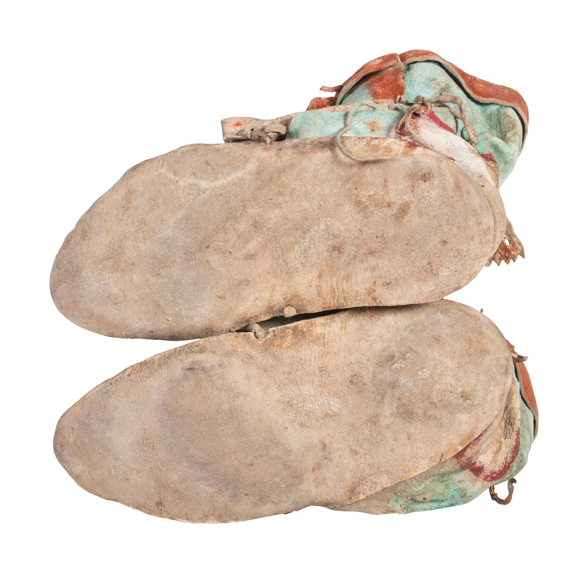 Pueblo Painted Hide Moccasins