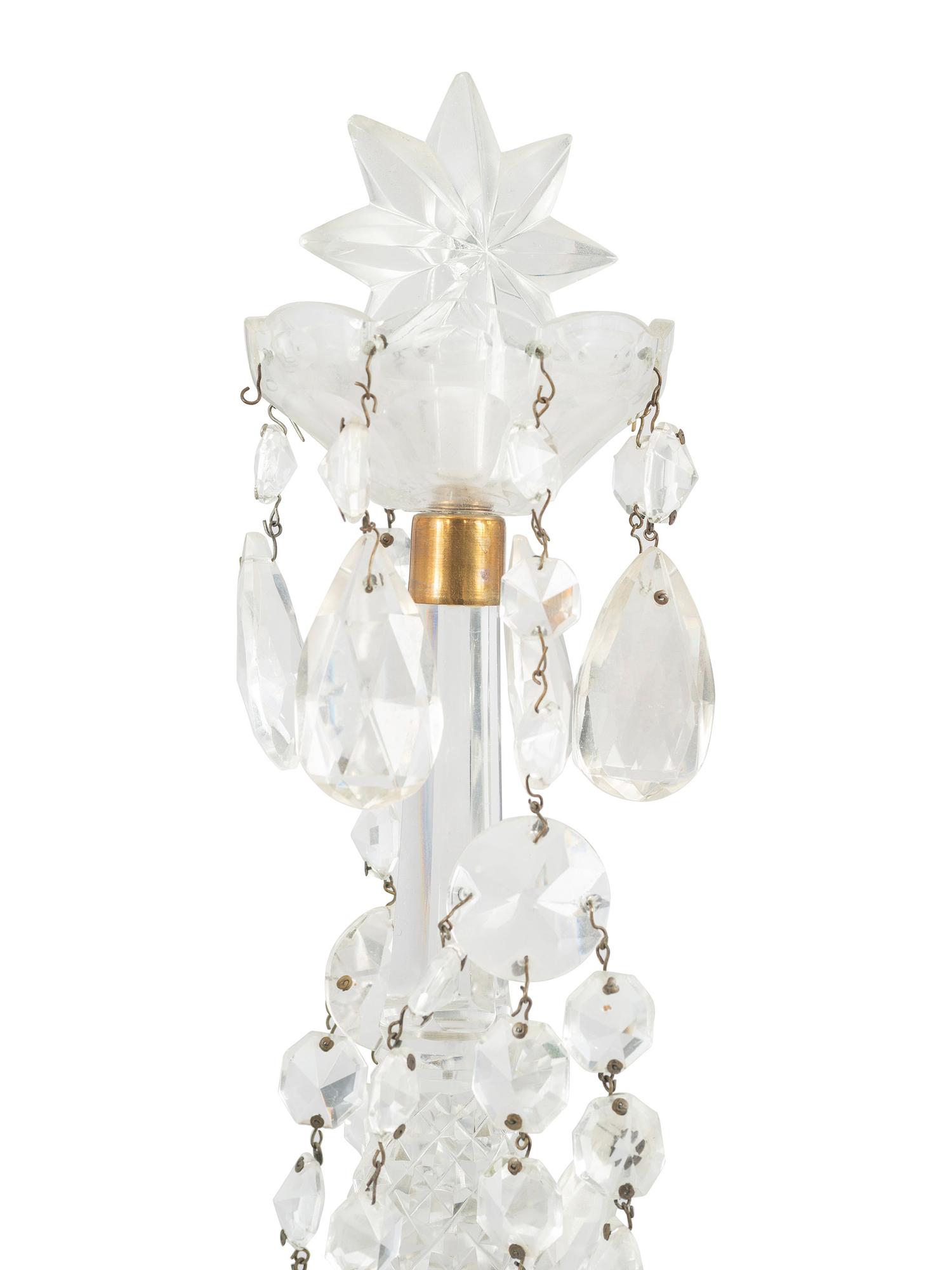 A Pair of Cut and Faceted Glass Two-Light Girandole Candelabra