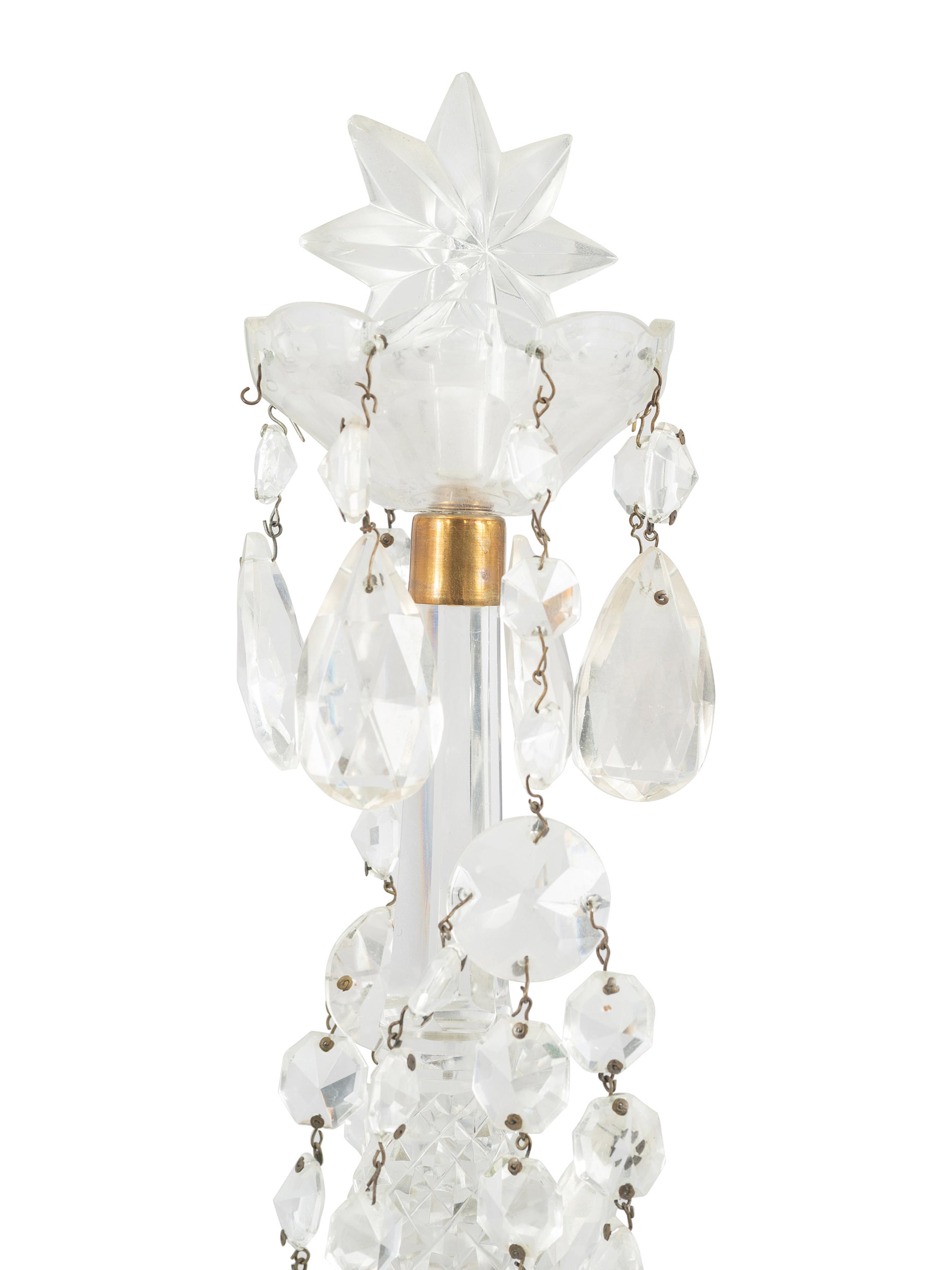 A Pair of Cut and Faceted Glass Two-Light Girandole Candelabra