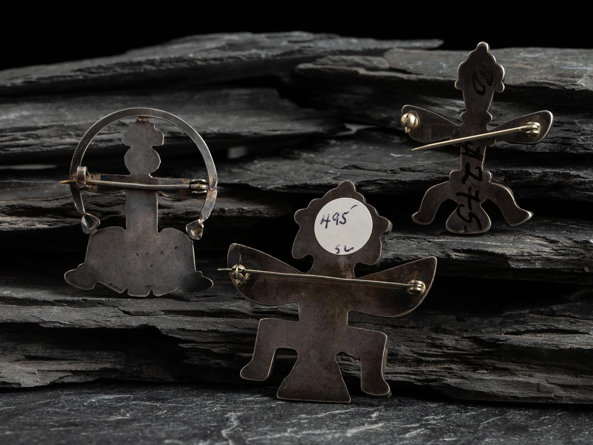 Zuni Silver and Inlay Knifewing Pins