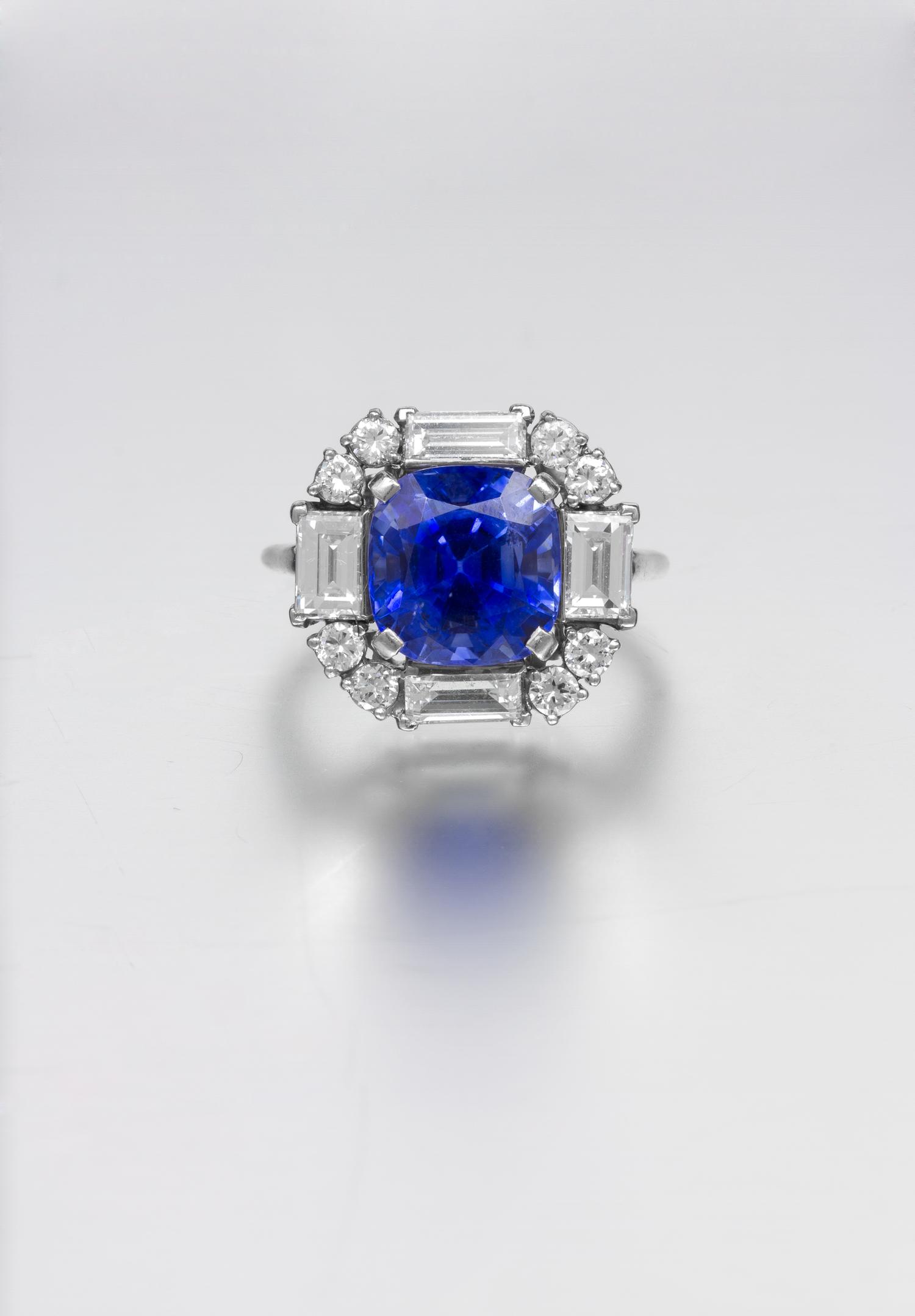 A Platinum, Sapphire and Diamond Ring, 4.00 dwts.