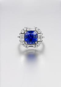 A Platinum, Sapphire and Diamond Ring, 4.00 dwts.