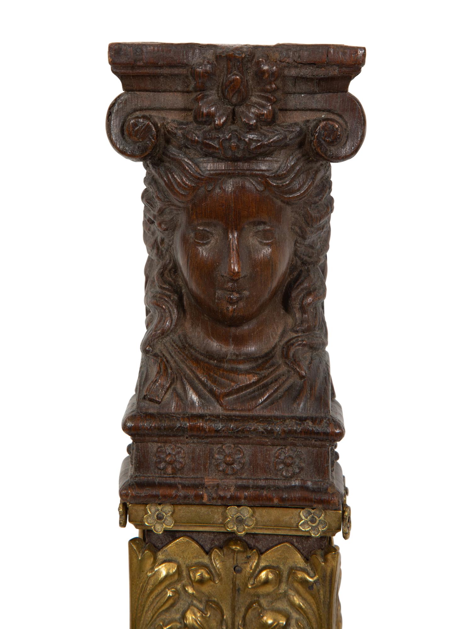 A Continental Carved Wood and Gilt Bronze Thermometer