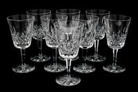 A Set of Eight Waterford Cut Crystal Goblets Height 6 7/8 inches.