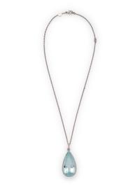 AQUAMARINE AND DIAMOND PENDANT/NECKLACE