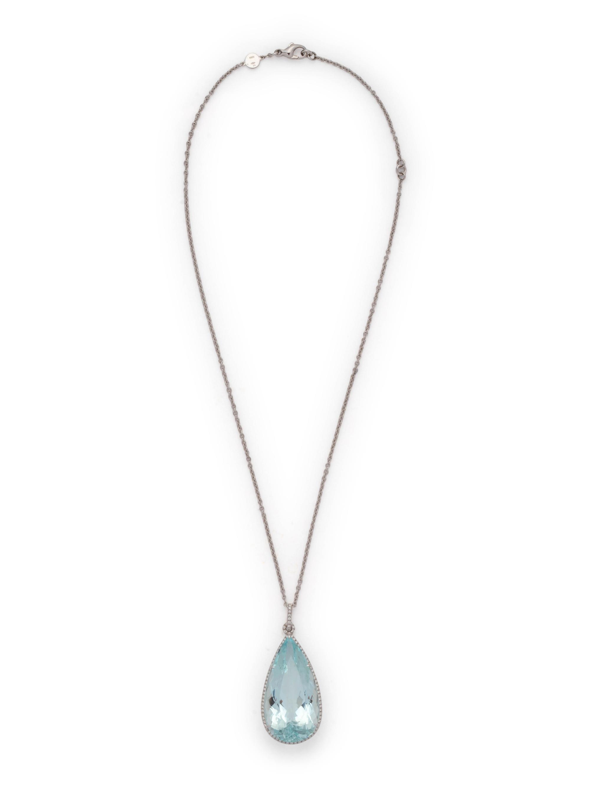 AQUAMARINE AND DIAMOND PENDANT/NECKLACE