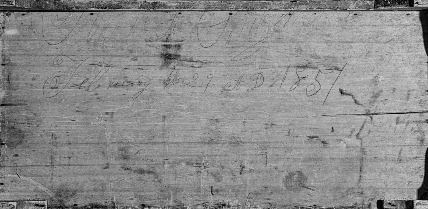 An Ohio Mennonite Red and Green Painted Stencil-Decorated Poplar Blanket Chest