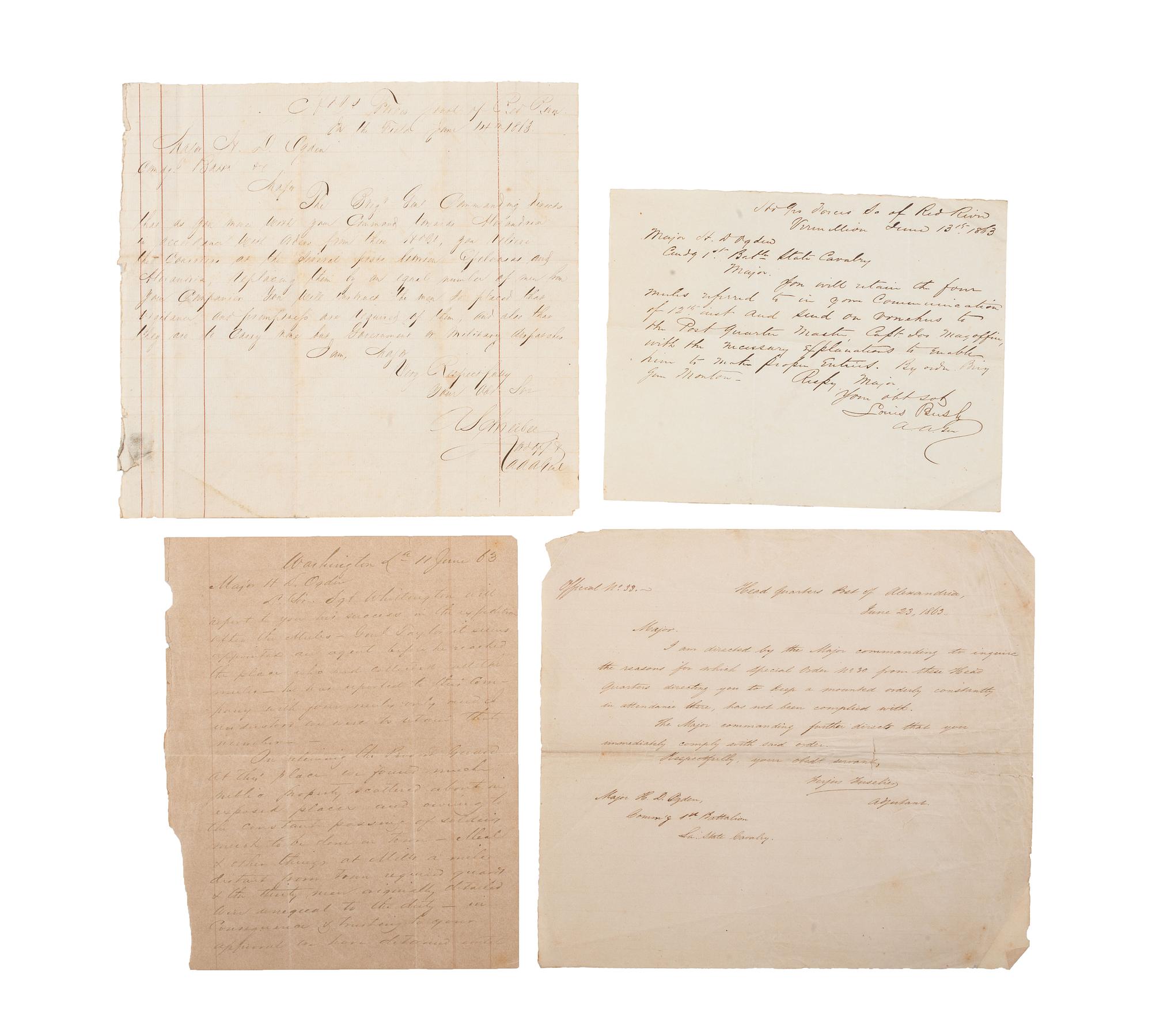 [CIVIL WAR]. Archive of Colonel Henry D. OGDEN, first officer of the Louisiana Native Guard, the first Black regiment in the Confederate Army.