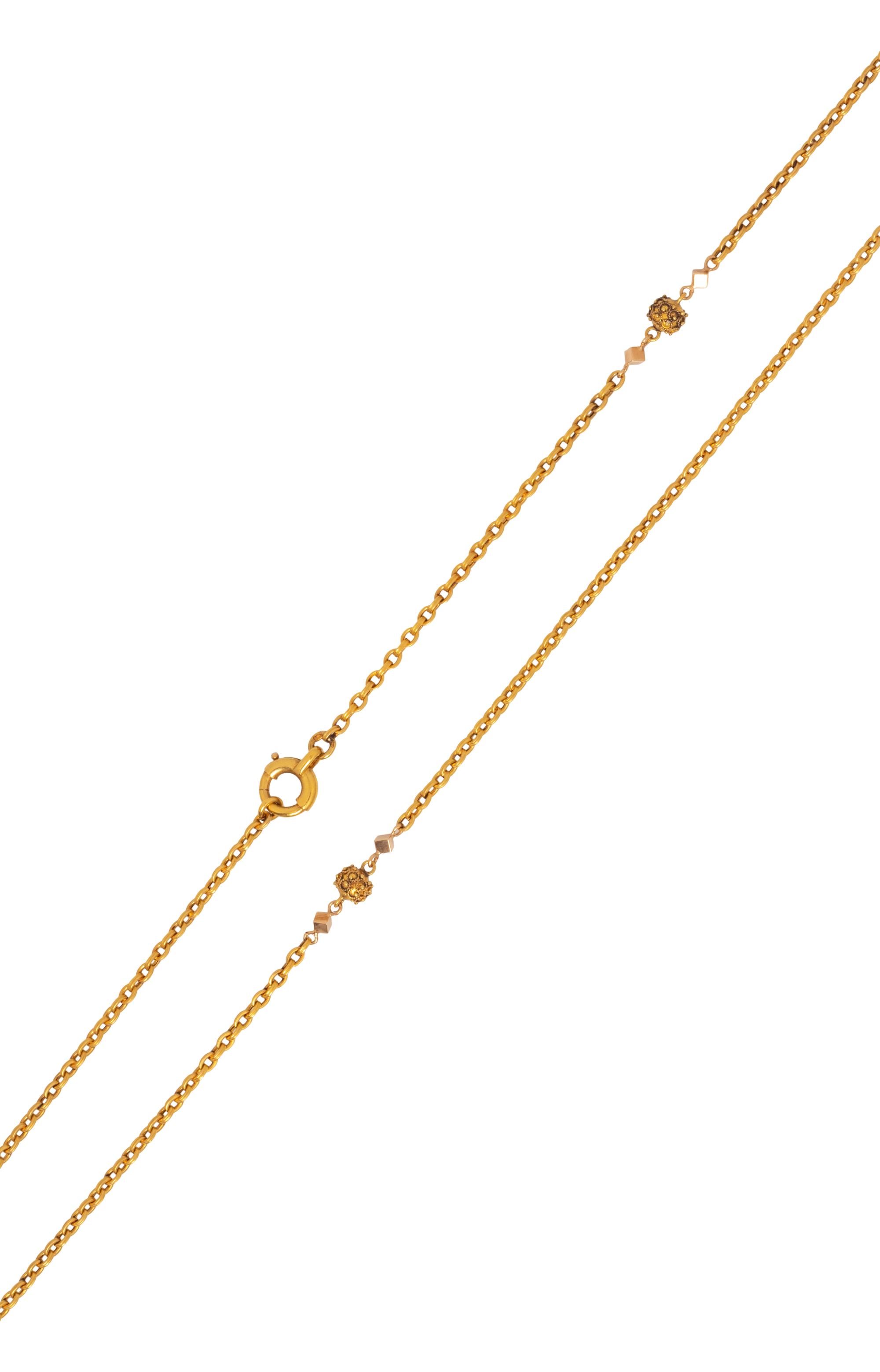 FRENCH, ANTIQUE, YELLOW GOLD LONGCHAIN NECKLACE