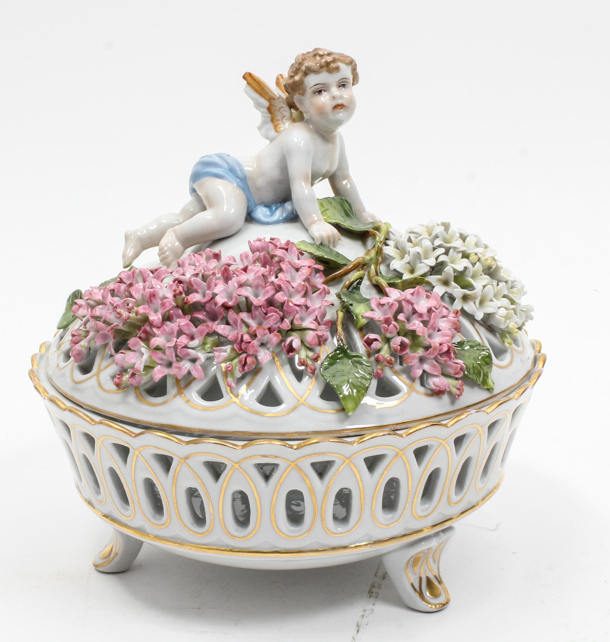 A Dresden Reticulated Bowl Diameter of bowl 8 inches. — 20TH CENTURY