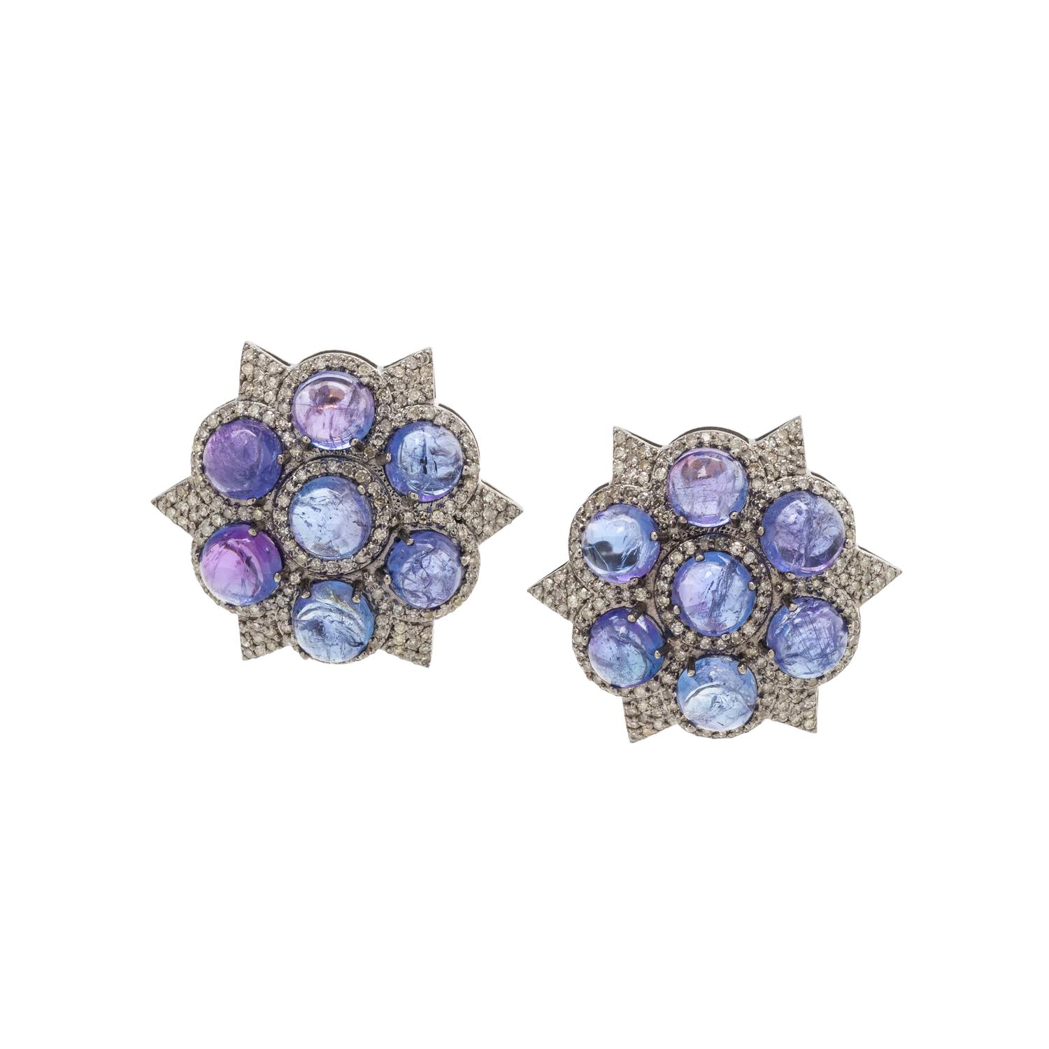 TANZANITE AND DIAMOND EARRINGS