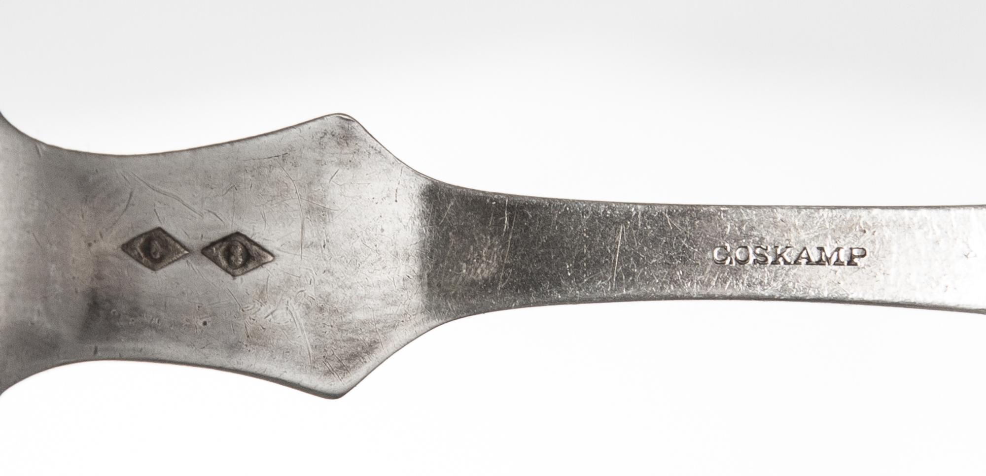 Three American Coin Silver Spoons, , comprising a pair of tablespoons, C. Oskamp, Cincinnati, OH, engraved M.M. Frank in script with a