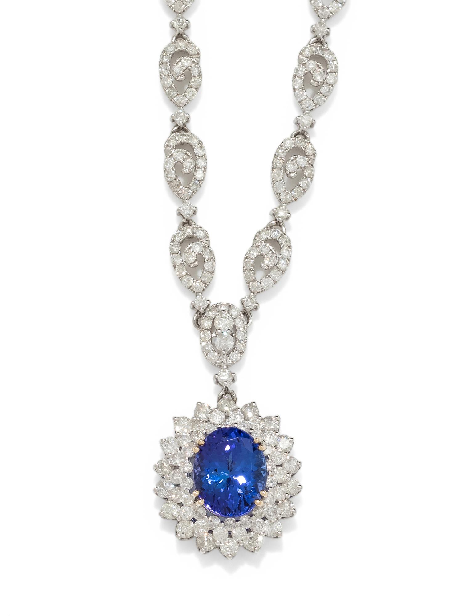TANZANITE AND DIAMOND NECKLACE